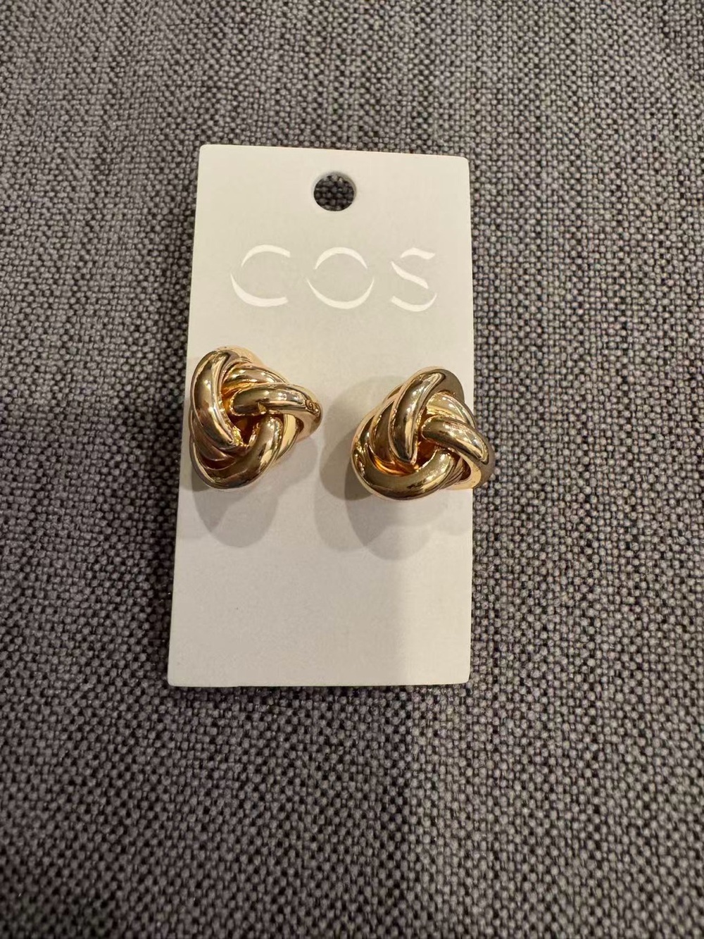 COS Twisted Knot Stud Earrings - Shiny Gold